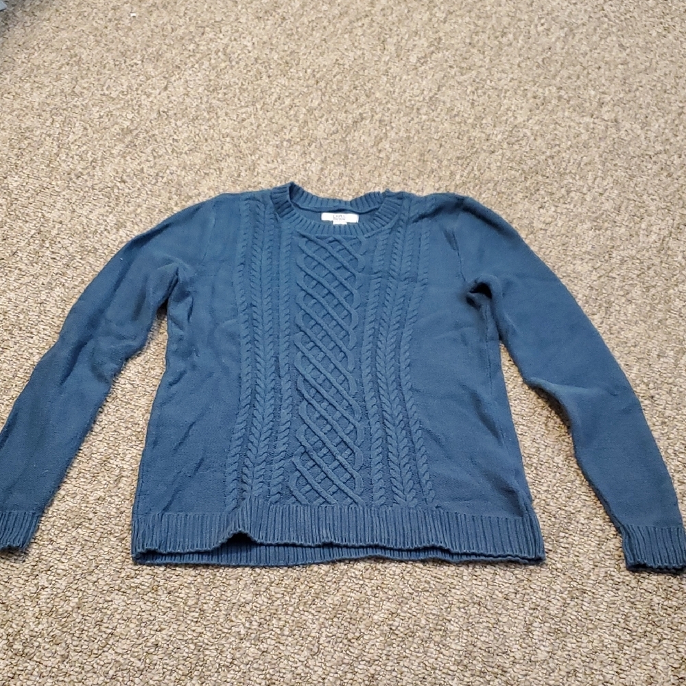 Women's Blue Cable Knit Sweater